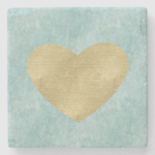 Blue Bliss Gold Heart Stenen Onderzetter