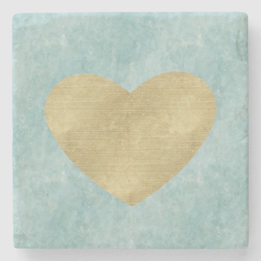 Blue Bliss Gold Heart Stenen Onderzetter (Voorkant)