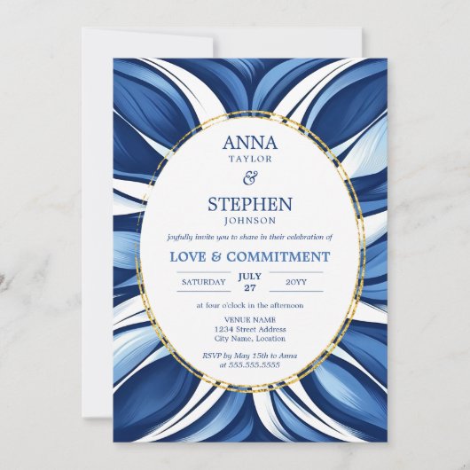 Blue Bliss Organic Floral Commitment Ceremony Kaart (Voorkant)