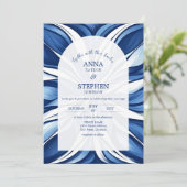 Blue Bliss Organic Floral Wedding Kaart (Staand voorkant)