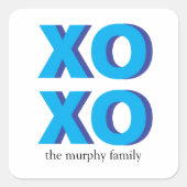 Blue Block Lettering XOXO Stickers (Voorkant)