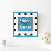 Blue Block Square Persoonlijke wandklok (Huis)