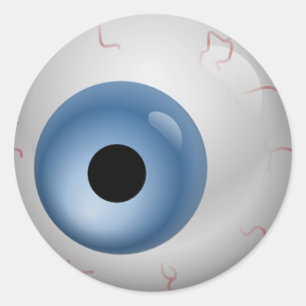 Blue Bloodshot Zombie Eyeball Halloween Ronde Sticker