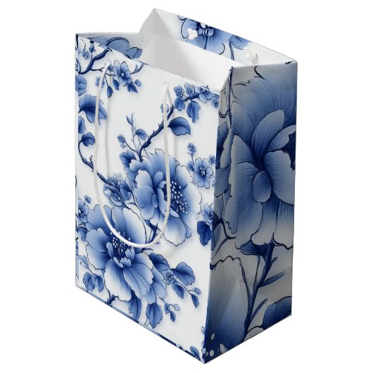 Blue Bloom Gift Bag Medium Cadeauzakje (Achterkant Gekanteld)