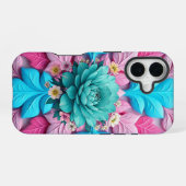 "Blue Bloom Harmony" iPhone 16 Hoesje (Achterkant horizontaal)