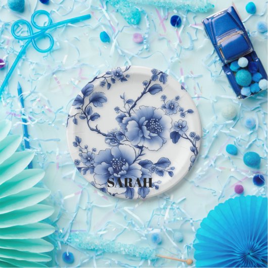 Blue Bloom Paper Bord (Feest)