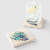 Blue Bloom Requiem Stenen Onderzetter (Zijkant)