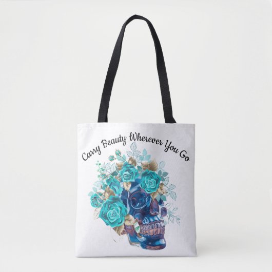 Blue Bloom Requiem Tote Bag – Elegant Floral Art T (Voorkant)