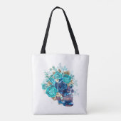 Blue Bloom Requiem Tote Bag – Elegante Bloemkunst (Achterkant)