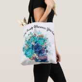 Blue Bloom Requiem Tote Bag – Elegante Bloemkunst (Dichtbij)