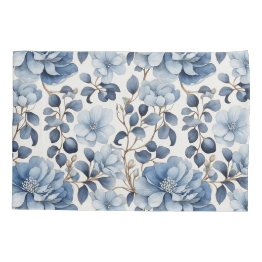 Blue Bloom Reverie – Floral Pillowcase Kussensloop (Achterkant)