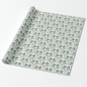 Blue Bloom Scallop Herhalingspatroon Cadeaupapier (Uitgerold)