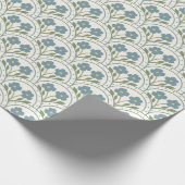 Blue Bloom Scallop Herhalingspatroon Cadeaupapier (Hoek)