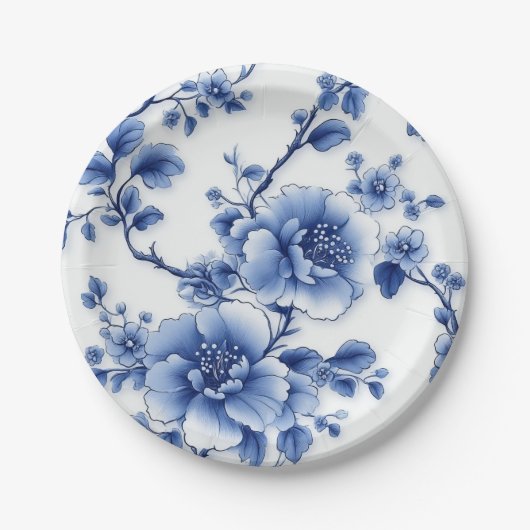 Blue Bloom Serving Bowl Papieren Bordje (Voorkant)