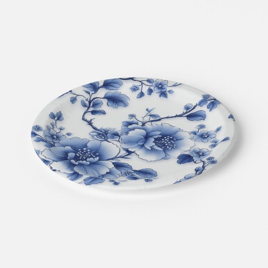 Blue Bloom Serving Bowl Papieren Bordje (Gekanteld)