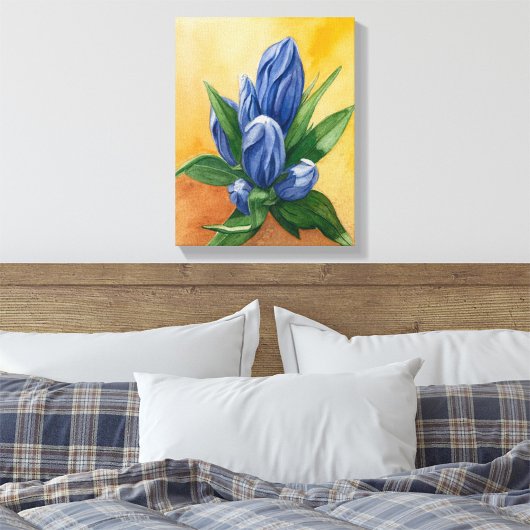 "Blue Bloom" – Waterverf Bloemencanvas Canvas Afdruk