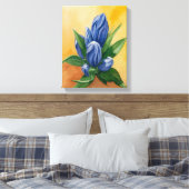 "Blue Bloom" – Waterverf Bloemencanvas Canvas Afdruk (Insitu (Slaapkamer))