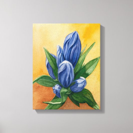 "Blue Bloom" – Waterverf Bloemencanvas Canvas Afdruk (Voorkant)