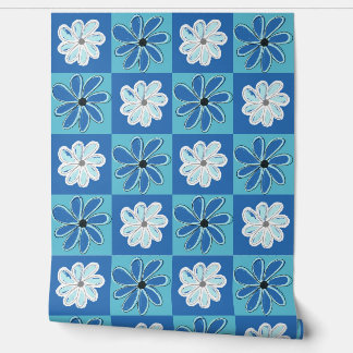 Blue Bloomed Lines - Blauwe Bloeiende Lijnen Behang