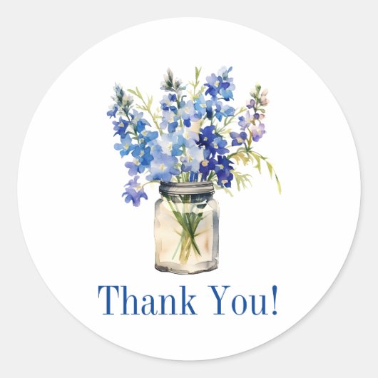 Blue Blooms Bloemist Dank u Stickers (Voorkant)