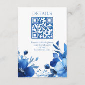 Blue Blooms Waterverf BAT MITZVAH AANGEPASTE QR-co Informatiekaartje (Voorkant)
