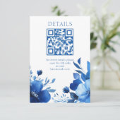 Blue Blooms Waterverf BAT MITZVAH AANGEPASTE QR-co Informatiekaartje (Staand voorkant)
