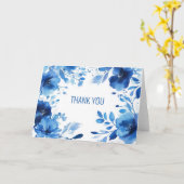 Blue Blooms Waterverf BEDANKT CUSTOM Kaart (Gele Bloem)