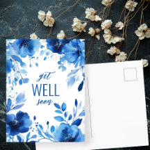 Blue Blooms Waterverf KRIJGEN GOED SNEL AANGEPAST