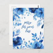 Blue Blooms Waterverf SORRY VOOR VERLIES CUSTOM Briefkaart (Voorkant / Achterkant)
