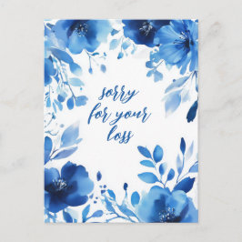 Blue Blooms Waterverf SORRY VOOR VERLIES CUSTOM Briefkaart