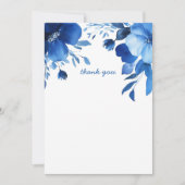 Blue Blooms Waterverf Vrijgezellenfeest CUSTOM Bedankkaart (Voorkant)