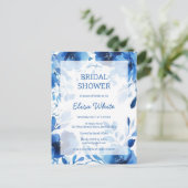 Blue Blooms Waterverf Vrijgezellenfeest CUSTOM Briefkaart (Staand voorkant)