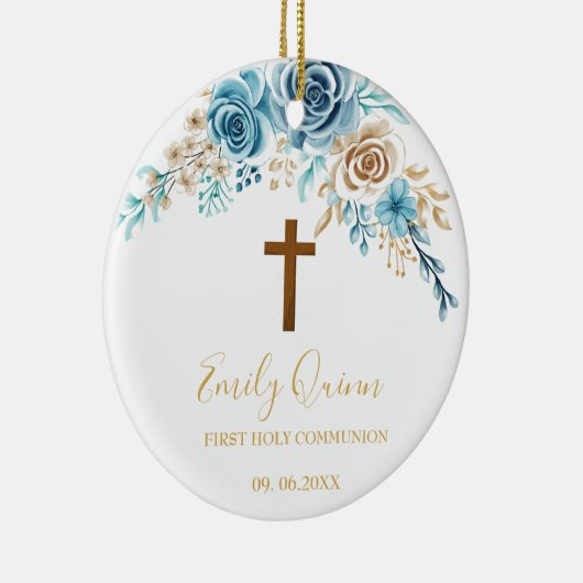 Blue Blossom Communion Chalice Keepsake Ornament" Keramisch Ornament (Rechts)