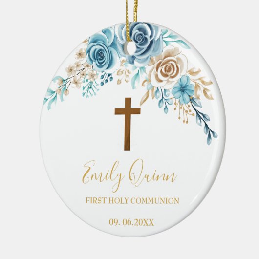 Blue Blossom Communion Chalice Keepsake Ornament" Keramisch Ornament (Links)