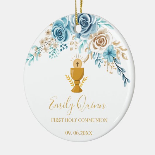 Blue Blossom Communion Chalice Keepsake Ornament" Keramisch Ornament (Links)