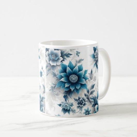 Blue Blossom Elegance/Blooms in Blue Coffee Mok (Voorkant rechts)