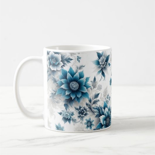 Blue Blossom Elegance/Blooms in Blue Coffee Mok (Links)