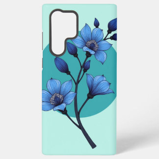 "Blue Blossom Elegance"-hoofdtelefoonhoesontwerp Samsung Galaxy Hoesje