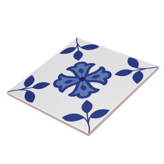 Blue Blossom Elegance Tegel Tegeltje (Zijkant)