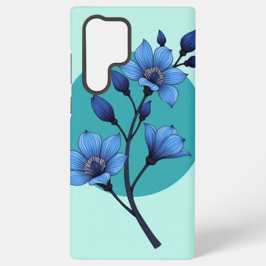 Blue Blossom Elegance" telefoonhoesontwerp Samsung Galaxy Hoesje (Achterkant)