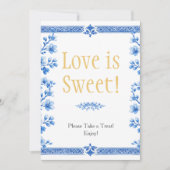 Blue blossom florals "Love is Sweet" Sign Kaart (Voorkant)