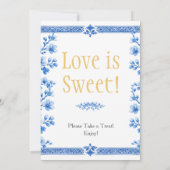 Blue blossom florals "Love is Sweet" Sign Kaart (Achterkant)