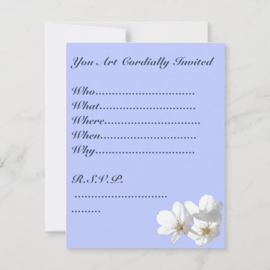 Blue Blossom Invitalized RSVP-kaarten Kaart (Achterkant)