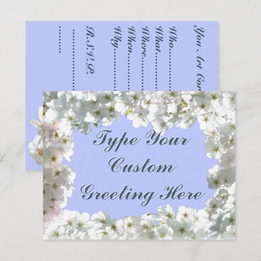 Blue Blossom Invitalized RSVP-kaarten Kaart (Voorkant / Achterkant)