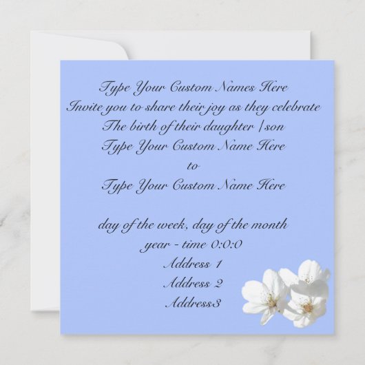 Blue Blossom Invitalized RSVP-kaarten Kaart (Achterkant)