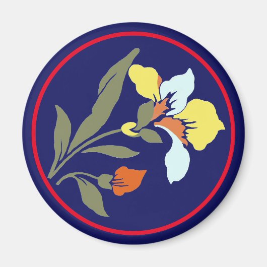 Blue Blossom Round Magnet (Voorkant)