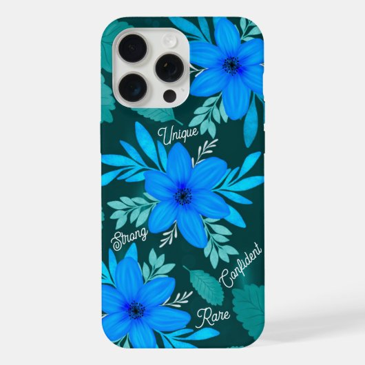 Blue Blossom Strength iPhone Hoesje 15 Pro Max Case (Achterkant)