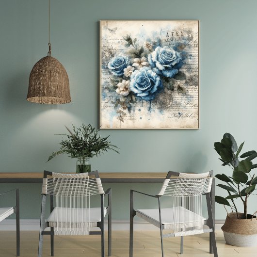 "Blue Blossoms Poster - Prachtige bloemachtergrond