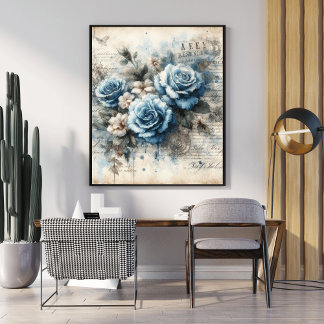 "Blue Blossoms Poster - Prachtige bloemachtergrond