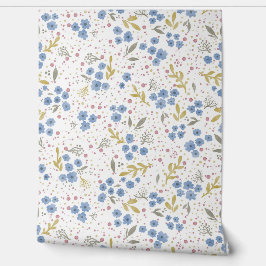 Blue Blossoms Watercolor Seamless Pattern Behang
